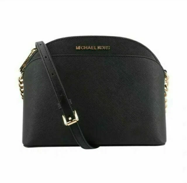 Michael Kors Emmy Medium Crossbody in Saffiano Leather Bag - Black  192877336242