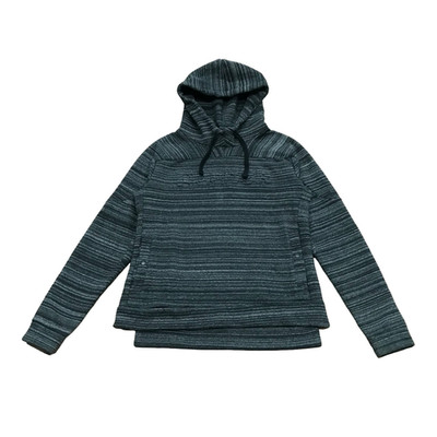 Reebok Hoodie Damen Small UK 8-10 erhaben strukturiertes Logo gestreift schwarz grau