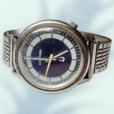VINTAGE BULOVA ACCUTRON 2180 TUNING FORK WATCH SWISS N1 MENS BLUE DIAL