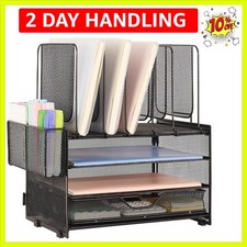 Desk Organizers and Accessories, 3-Tier Paper Organizer with 5 Vertical File ...