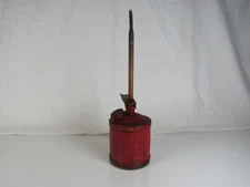 Vintage Golden Rod Dutton-Lainson Script 1 Pint Oil Can Red Thumb Pump