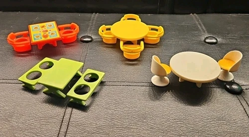 Lot of 4 Various Vintage Fisher Price Little People Table & Chairs Sets