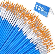 AROIC Small Paint Brushes Bulk,130pcs Nylon Hair Round Detail 130Fine, Blue 