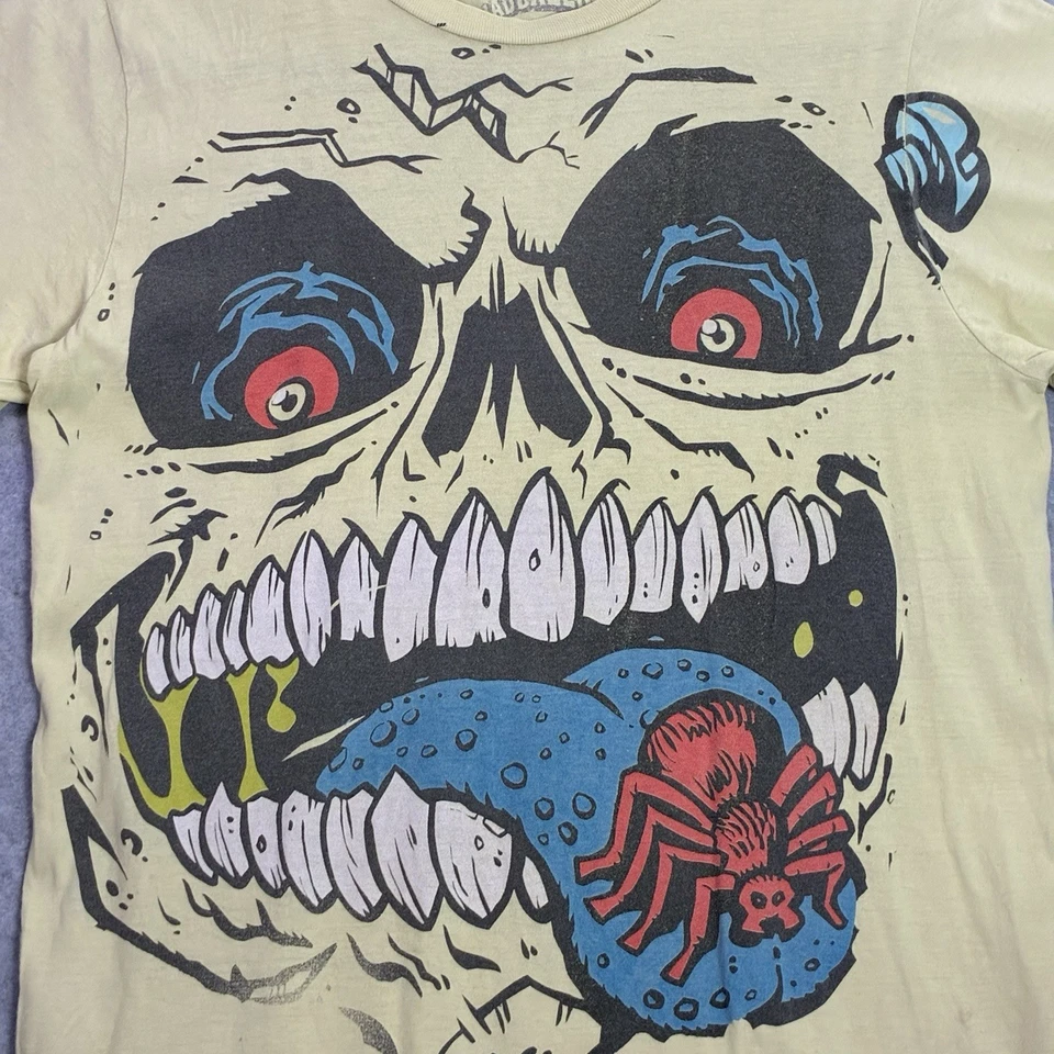 Camiseta Gráfica Madballs Para Hombre Pequeña Amarilla Calavera Araña Horror Años 80 Retro TCFC Foto 2 de 4