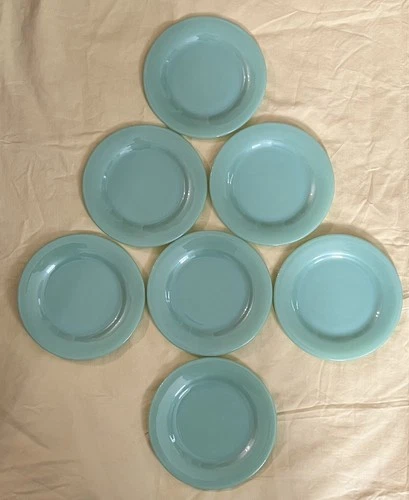 (7) Vintage Fire King Jadeite Restaurant Ware 6-3/4" Bread Dessert Salad Plate