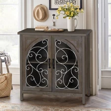 Entryway Accent Storage Cabinet with 2 Doors Distressed Sideboard Buffet Cabinet