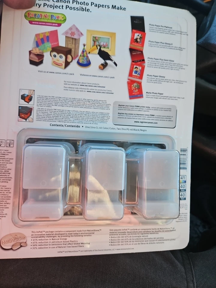 Paquete de 3 cartuchos de tinta/negros originales Canon OEM PG-40 nuevos sellados Foto 3 de 4