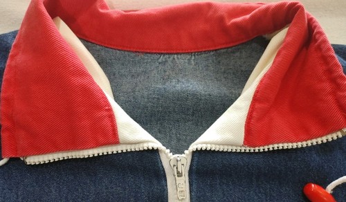 Vintage Women's 1X White Red Blue Full Zip Denim Jacket Size 1X - Picture 3 of 8