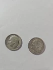 1959 Roosevelt Dimes, 90% Silver, lot of two