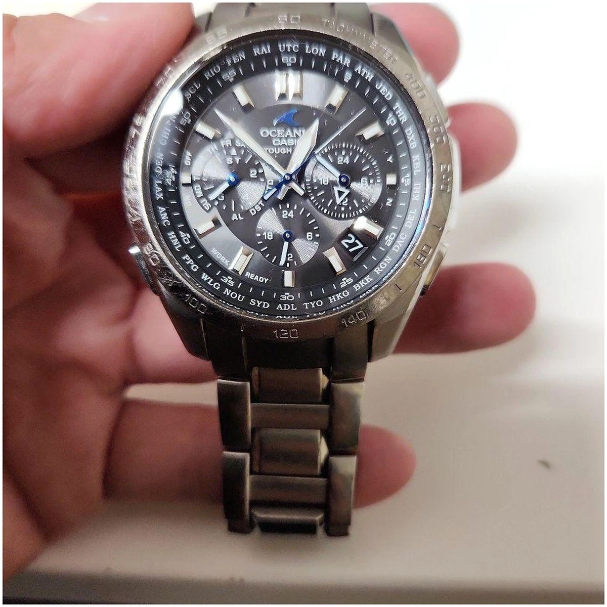 Reloj Cronógrafo Casio Oceanus OCW-T600 Titanio Resistente Solar Multi Banda 6