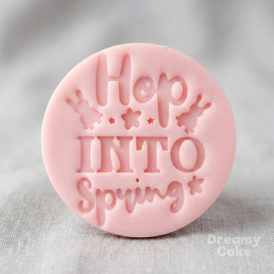 Hop INTO Spring Cookie Stamp | Kawaii Bunny Ostern Biscuit Embosser