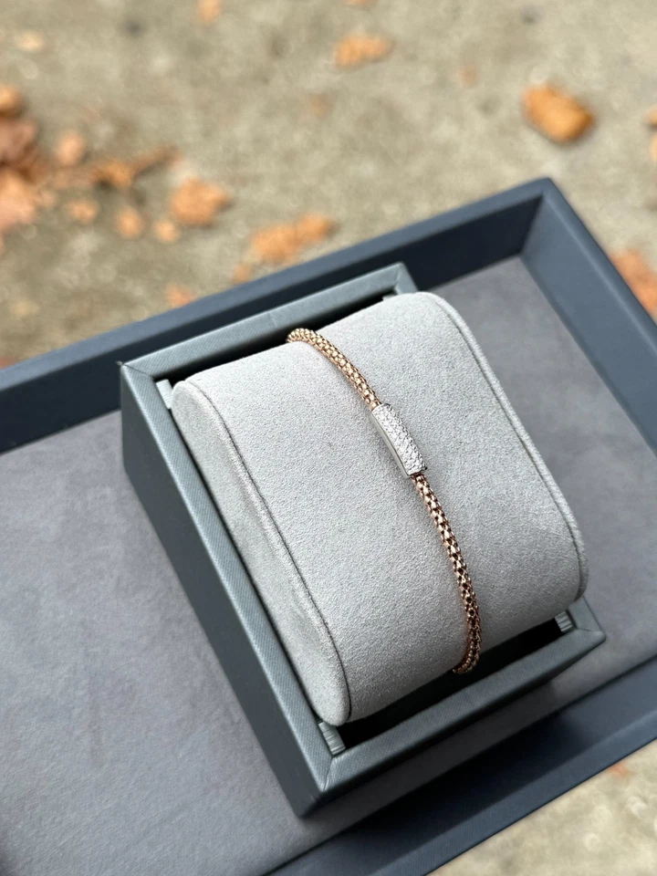 Brazalete Brazalete Flexible Diamante NATURAL 0.50ctw Oro Rosa 14k 7"" Pulgadas - $8000 Foto 3 de 4