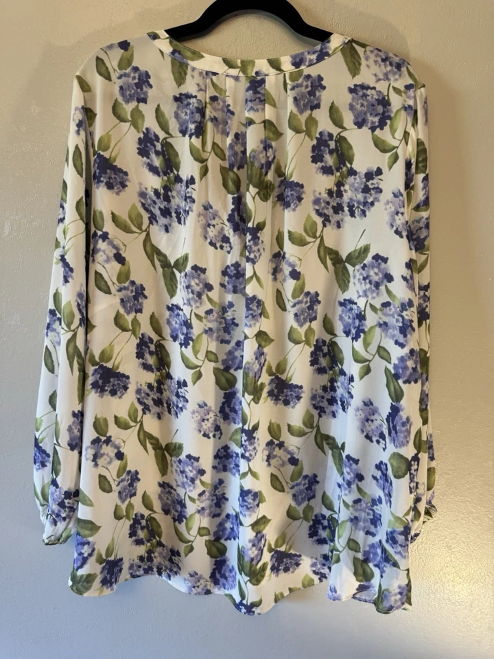 Blusa Tahari Fairy Cottagecore Floral Talla Grande 2X Manga Larga Foto 3 de 4