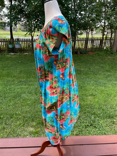 Vintage Hawaiian Floral Dress Made In Hawaii Tiki Maxi - Picture 2 of 8