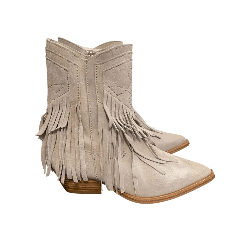 Botas vaqueras Free People Lawless Bone gamuza cuero flecos 37,5 o 7,5 NUEVAS Foto 2 de 4
