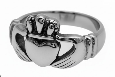 Large Claddagh Ring Wedding Band Unisex Stainless Steel Ring  67L