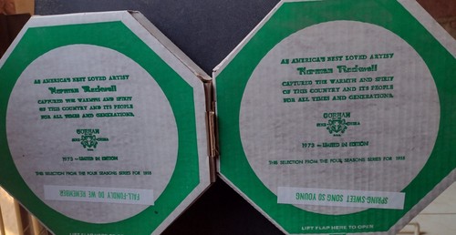 Norman Rockwell 1973 Gorham Teller 2er Set NEU Neu im Karton Frühling Herbst KOSTENLOSER VERSAND  - Bild 1 von 12