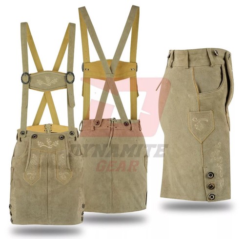 Authentic Women Lederhosen Leather Bavarian Hotpants Oktoberfest Costume Outfit