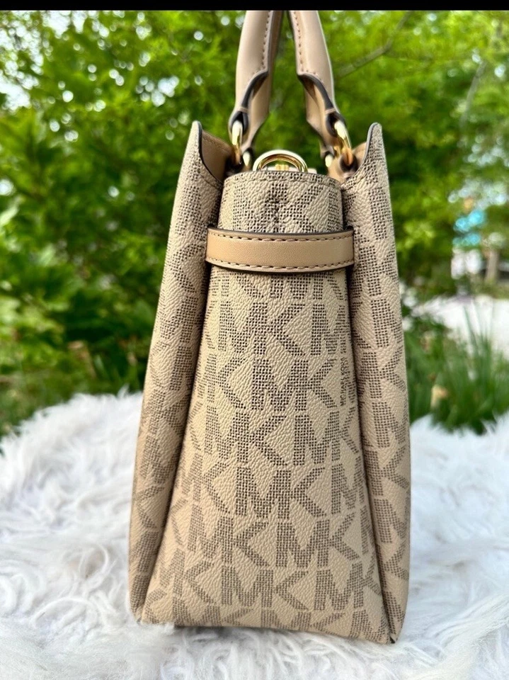 Bolsa de mão Michael Kors Reed couro grande satchel cor dividida camelo multi feminina - Imagem 4 de 4
