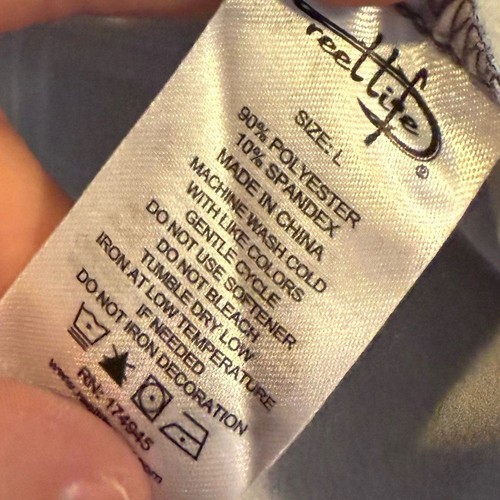 Camisa de pesca Reel Life para hombre L púrpura naranja patrón azteca botón rendimiento - Imagen 9 de 10