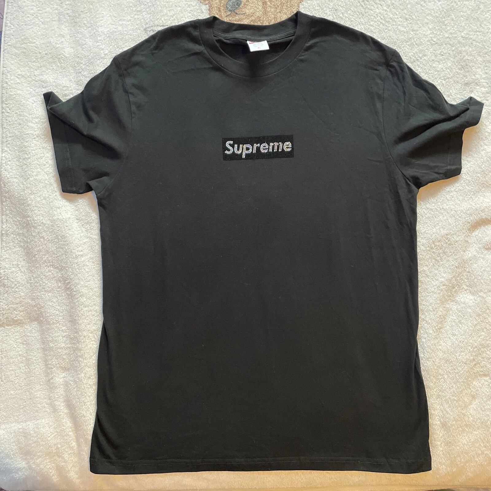 Tee shirt homme Supreme Swarovski Box Logo SS19 taille XL