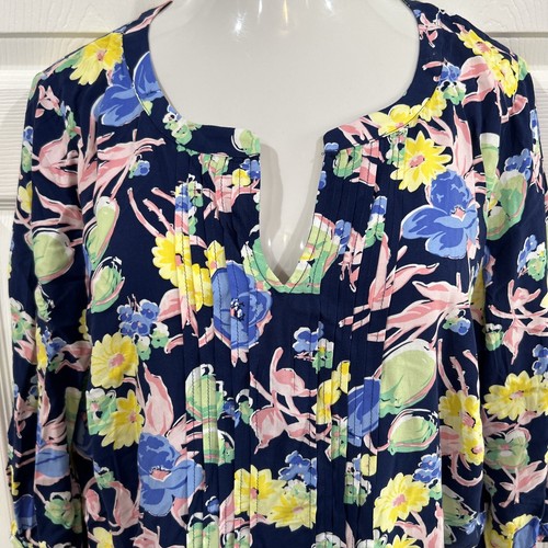 Talbots Tunic Top Shirt Blouse Popover Plus Size 1X Colorful Floral - Picture 4 of 12