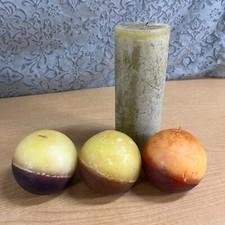 Bicolor Ball Candles Unscented Set of 3 and tall candle