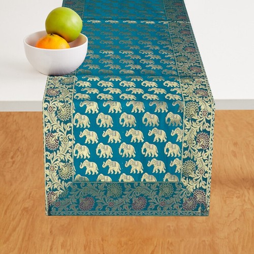 Decorative Silk Brocade Wall Hanging Tapestry Ethnic Embroider Table Runner - Picture 6 of 7