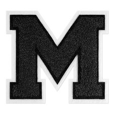 6-1/2" Black Iron On Letters Large Varsity Letter Patches Large Chenille Lett...