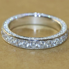 5.67 TCW Round Cut Moissanite Eternity Engagement Ring In 14k White Gold Plated
