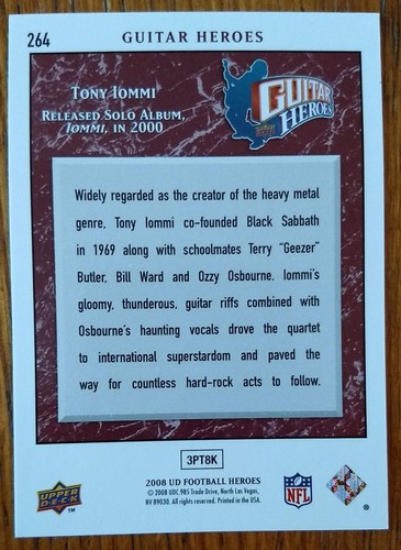 TONY IOMMI, 2008 UPPER DECK FOOTBALL GUITAR HEROES #264 - Picture 2 of 2