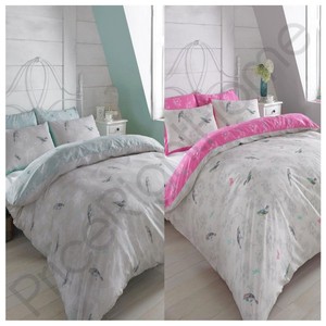 Vintage Birds Duvet Cover Set Mint Pink Bedding Single Double