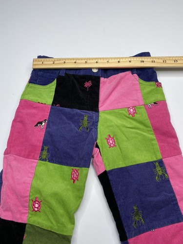 Lilly Pulitzer Girls Multicolored Patchwork Embroidered Lined Pants Sz 6X - Picture 7 of 12