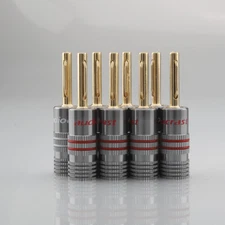 8PCS Gold plated 4mm Banana Plug HIFI Speaker Cable connector Dual Screw locking