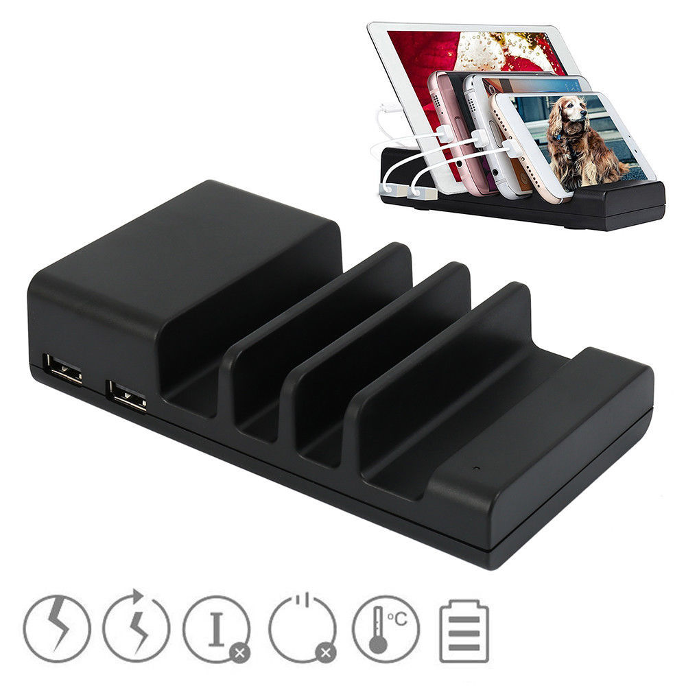 4-Port USB Charging Hub Stand for Phones and Tablets