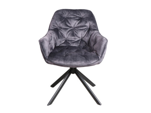 Drehstuhl Carlton 2er Set Esszimmer Stuhl Polster grau Metallfuß drehbar 360' - Bild 4 von 5