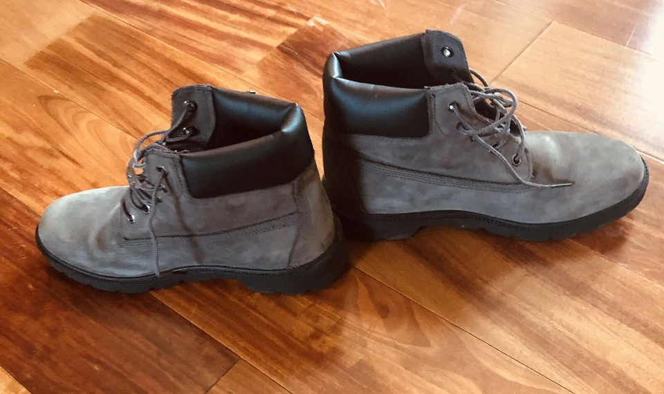 Timberland Botas de Senderismo Premium para Niños Gris Negro Cuero Con Cordones Impermeables 6.5 Foto 2 de 4