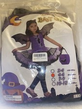 Halloween Purple Bat Girl Costume Kids 120 To 130cm Dress Wings Headpiece NEW