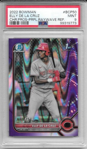 Elly De La Cruz 2022 Bowman Chrome Purple Refractor /250 PSA 9 #BCP-50 Rookie - Picture 5 of 5