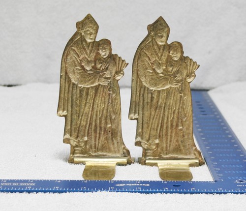 BUCHSTÜTZEN Vintage Paar Messing christliche religiöse Figuren Made in Korea - Bild 4 von 6