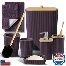 Clara Clark Bathroom Set - Purple Bathroom Accessories Set, 6PC Bathroom Acce