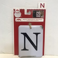 Metal Monogram Letter  N  Christmas Tree Ornament by Holiday Time 4  x3  NEW