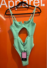 Pretty Little Thing Mint Crinkle Swimsuit, Underwired, Cut Out, Size 10, SF,