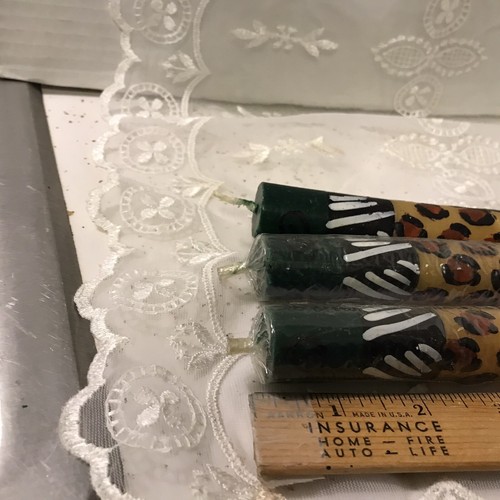 Pair Of New Kapula Hand Crafted South African Candles 9.5" Various Animal Print - Picture 2 of 3