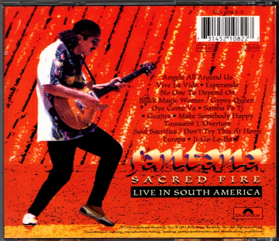 Santana – Sacred Fire (Live In South America) - CD - Polydor 521082-2, France - Bild 2 von 2