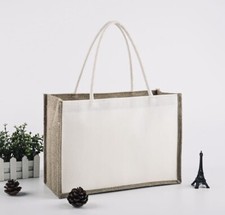 Reusable Jute Tote Shopping Bag with Handles Beach Handbag Bridesmaid Gift DIY