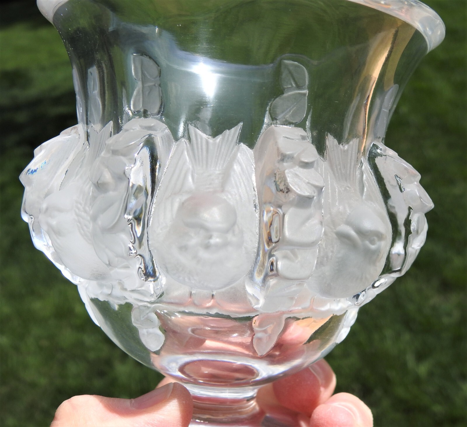 Lalique Dampierre Bird Flower Vase 4.75" Small Chip & CHEAP eBay