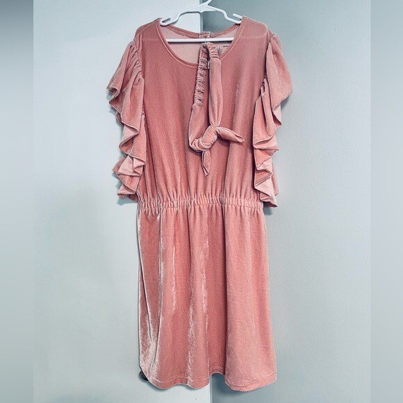 HOW TO KISS A FROG***Pink Velour Party Dress w/Matching Headband**Size 14Y $85