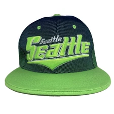 SEATTLE Seahawks / SONICS Vintage Flat Brim Trucker Hat Two-Tone Green Cap