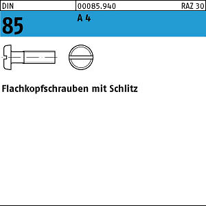 Edelstahl A2 25 Schlitzschrauben Flachkopf DIN 85 M4X5 pan head screws Edelstahl A2 25 Schlitzschrauben Flachkopf DIN 85 M4X5 pan head screws